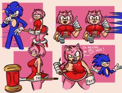 1boy 1girls accessory amy_rose angry anthro big_breasts bite biting_lip blue_body bodily_fluids bracelet breasts cake clothing cross-popping_vein cum cum_in_mouth cum_inside cum_on_face dessert dialogue duo eating eulipotyphlan female food genital_fluids gloves green_eyes hair_accessory hairband hammer handwear hedgehog hi_res ink_cornrbox jewelry looking_pleasured male male/female mammal masturbation one_breast_out pink_body sega sonic_(series) sonic_the_hedgehog sonic_the_hedgehog_(series) speech_bubble tools torn_clothing