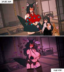 2girls 3d 3d_(artwork) animal_ears black_hair breasts cleavage cognitogremlin fellatio_gesture female garter_belt garter_straps glasses hololive hololive_japan huge_breasts inverted_nipples japanese_clothes kimono koikatsu lingerie looking_at_viewer married_female masturbation milf milf_body mother mother_and_daughter ookami_mio pov pov_eye_contact pubic_hair_on_face sharp_fingernails shiba_inu sweating tagme thick_thighs thighhighs tongue_out virtual_youtuber vtuber wide_hips wolf_ears wolf_girl