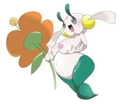 areolae ass belly belly_button big_belly big_nipples blush breasts chinchira_(pixiv13404505) eyelashes fairy floette flower generation_6_pokemon gradient_eyes happy heart_shaped_tail holding_object huge_breasts hw449 nipples no_sex open_mouth orange_flower orange_flower_floette pokemon pokemon_(species) pokemon_xy shiny_skin smiling squeezing_breast tail twintails white_background white_skin