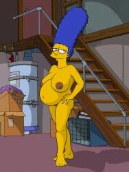 ai_generated artist_request breasts huge_breasts marge_simpson nude pregnant pregnant_belly pubic_hair pussy smiling_at_viewer source_request the_simpsons