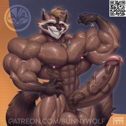 2025 abs anthro balls biceps big_balls big_penis censored chest_tuft cyberware dated erection flexing genitals glans grin guardians_of_the_galaxy hi_res huge_balls huge_cock humanoid_genitalia humanoid_penis ineffective_censorship logo male mammal marvel muscular muscular_male nipples nude patreon pecs penis pink_glans pink_nipples procyonid qr_code raccoon red_eyes rocket_raccoon saggy_balls signature smile solo text tuft url vein veiny_muscles veiny_penis watermark wolfiecanem