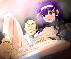 blue_eyes blue_hair breasts cum cum_inside female human lyrical_nanoha mahou_shoujo_lyrical_nanoha male nipples peeing penis sex small_breasts straight suzuka_tsukimura