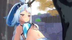 1girls 3d animated aqua_headband blood blue_hairband bouncing_breasts braid breasts corpse death empty_eyes fish-shaped_pupils genshin_impact gore guro hairband hawaiian_clothes hilichurls_(species) impaled long_hair low_twin_braids mualani_(genshin_impact) navel necrophilia nipples open_mouth red_eyes sex shyuu snuff sound stab tagme tan video white_hair