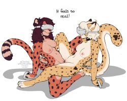 2022 alpha_channel anthro areola black_spots breasts cheetah digital_media_(artwork) duo felid feline female fur kittydee mammal nipples nude orange_body orange_fur simple_background smile transparent_background