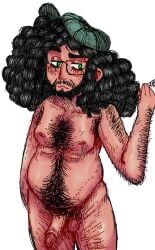 1boy balls ballsack beard benjamin_kondraki black_hair body_hair cap cartoony curly_hair dilf fat_man foreskin foreskin_folds green_eyes hairy_male human intact long_hair_male male male_nipples male_only male_pubic_hair nude_male retracted_foreskin scp_foundation scrotum semi-erect sketch smooth_penis solo testicles uncut