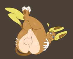 alolan_form alolan_raichu anus ass atherol balls genitals happy heart humanoid humanoid_genitalia humanoid_penis looking_at_viewer male nintendo no_humans non-human non-human_only penis pokémon_(species) pokemon presenting presenting_hindquarters presenting_penis raichu regional_form_(pokémon) smile solo spread_butt spreading