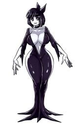 bangs big_breasts black_hair breasts busty choker cleavage creepy_susie dress eirhjien eyeshadow female female_focus female_only full_body goth hourglass_figure short_hair skimpy skimpy_clothes skimpy_dress skin_tight sleeves_rolled_up standing tagme the_oblongs wide_hips