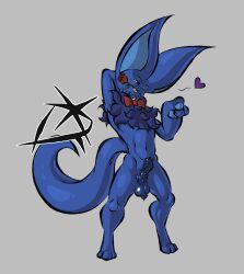 absurd_res alien alien_humanoid anthro ball_tuft balls blue_body blue_eyes blue_fur blue_skin bow_tie cel_shading chest_tuft chu'la circumcised digitigrade erection flower fur furry genitals gesture heart hi_res humanoid humanoid_genitalia humanoid_penis hybrid_genitalia hybrid_penis knot knotted_humanoid_penis long_ears male mane mostly_nude neck_tuft nubbed_penis oil pawpads paws penis plant pointing pointing_at_another pubes ronansmut rose_(flower) shaded sharp_teeth shaved_pussy slightly_muscular smile smirk solo teeth tuft viggo_(ronansmut)