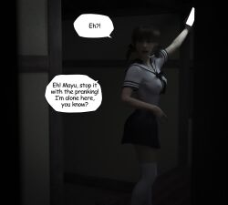 1girls 3d comic comic_page daz english_text female female_focus female_only misuzalha3d school_uniform self_upload sfw smartphone the_onryo_(misuzalha3d) tsukiko_(misuzalha3d)