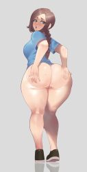 1girls ass backpussy big_ass big_butt blue_eyes bottomless braid brown_hair bubble_ass bubble_butt butt curvy dat_ass fat_ass female female_only full_body hand_on_ass large_ass long_hair looking_back original reina_(punished_link) solo solo_female standing sweat thiccwithaq thick thick_ass thick_thighs voluptuous wide_hips