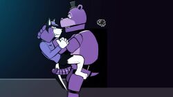 animated animatronic balls black_fur blue_eyes canine five_nights_at_freddy's gay gay_sex hat humor male male/male meme mr._hippo nanothehedgehog penis purple_body robot sound submissive_male tagme top_hat video