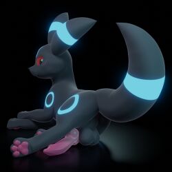 3d_(artwork) animal_genitalia animal_penis anus backsack balls canine_penis digital_media_(artwork) eeveelution feral genitals hi_res knot looking_back male nintendo pawpads paws penis pokémon_(species) pokemon pokemon_only shiny_pokémon solo umbreon username-password video_games