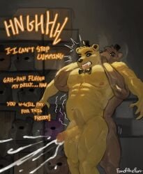 anal_sex bara black_eyes bowtie brown_body brown_fur cum dominant_male drool ejaculation erection excessive_cum fanofthefurr five_nights_at_freddy's freddy_(fnaf) gay gay_sex golden_freddy_(fnaf) hat looking_pleasured male male/male male_only muscular muscular_male nipples penis rough_sex stomach_bulge submissive_male tongue yaoi yellow_body yellow_fur