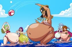 axel-rosered beach belly belly_inflation big_belly big_breasts bikini breasts brianne_de_chateau dark-skinned_female dark_skin dragon_ball dragon_ball_super dragon_ball_z egyptian egyptian_female helles huge_belly inflation sanka_ku su_roas vikal