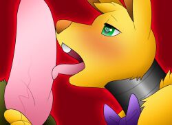 bowtie bunnies_spring five_nights_at_freddy's gay green_eyes licking male male_only penis selfcest spring_bonnie spring_bonnie_(fnaf) springtrap springtrap_(fnaf) submissive_male yellow_body yellow_fur