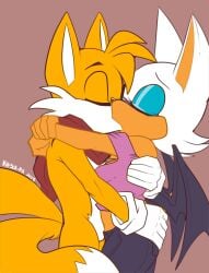 aged_up anthro anthro_only bat fox imminent_sex kayla-na kissing larger_male no_humans older_female rouge_the_bat sonic_(series) straight tails younger_male