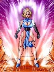 1girls android_18 blonde blonde_hair blue_eyes cameltoe cleavage curvy dragon_ball erect_nipples female high_heels huge_areolae huge_ass huge_breasts puffy_nipples santaima_z short_hair thick_lips voluptuous wide_hips yellow_hair