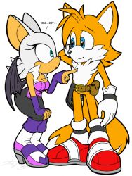 aged_up anthro anthro_only artist_request bat belt belt_buckle blue_eyes fox horny_female imminent_sex infatuation larger_male no_humans older_female rouge_the_bat sega sonic_(series) sonic_the_hedgehog_(series) tail tails wings younger_male