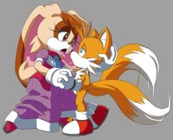 anthro anthro_only ffisf fox kissing milf mother no_humans older_female rabbit sonic_(series) tails vanilla_the_rabbit younger_male