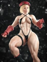 1girls 3d abs armpits beret big_breasts blonde_female blonde_hair breasts cammy_white capcom female female_only fingerless_gloves muscle muscle_tone muscles muscular muscular_female six_pack solarius_astera solo street_fighter thick_thighs wide_hips