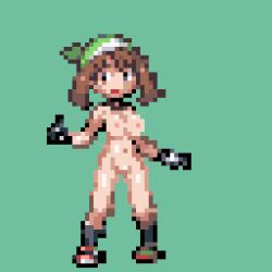 1girls animated bandana breasts digital_media_(artwork) female female_only genitals gif human jmeganinja mammal may_(pokemon) may_(pokemon_emerald) nintendo pixel_art pokemon pokemon_rse pussy solo solo_female sprite video_games