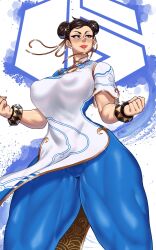 1girls alternate_version_available capcom chun-li female female_only fully_clothed muscular muscular_female muscular_thighs pokko_(artist) solo street_fighter street_fighter_6 thick_thighs thunder_thighs wide_hips wide_thighs