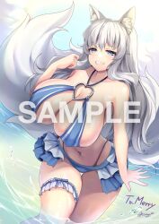 1girls annoying_watermark beach bikini blue_eyes blush breasts cleavage fluffy fluffy_ears fluffy_tail huge_breasts indie_virtual_youtuber kemonomimi light-skinned_female long_hair lumi_(merryweather) merryweather silver_hair skeb_commission skimpy skimpy_bikini smile solo tagme virtual_youtuber vtuber watermark white_hair wolf_ears wolf_girl wolf_tail yuu_sagi