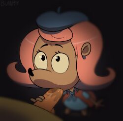 beret black_background bumpty camp_lazlo cartoon_network clothing fellatio female hair hat headgear headwear herpestid mammal mongoose oral patsy_smiles penile pink_hair sex simple_background unseen_male_face yellow_mongoose