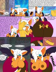 aged_up bat comic comic_sans english_text fox foxtide888 older_female rouge_the_bat sonic_(series) younger_male