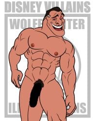 1boy 1male abs big_penis cartoony censored_penis clayton erection foreskin_folds male male_nipples male_only muscle muscles muscular_male pecs smile smiling smooth_skinned_male tarzan_(1999_film) veiny_penis white_background wolffhunter_art