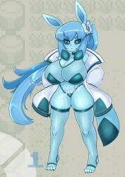 1girls 2020s 2022 adoptable anthro anthro_only anthrofied big_breasts blue_body blue_eyes blue_hair blush blushing bra breasts cleavage collar ear ears_up edit edited eyebrows_visible_through_hair eyelashes female female_only fur furry furry_breasts furry_ears furry_female furry_only furry_tail game_freak glaceon hair hips humanoid jacket long_hair looking_at_viewer nightlycatgirl nintendo no_dialogue no_humans number partially_clothed partially_clothed_female partially_nude pokémon_(species) pokemon pokemon_(species) pokemon_dppt pokephilia ponytail revealing revealing_clothes suggestive suggestive_look tail thick_thighs thighs two_tone_body two_tone_hair two_tone_tail