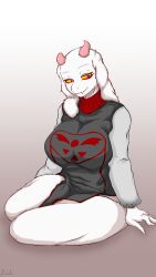 1girls alternate_universe big_breasts breasts female_only goat goat_ears goat_girl goat_horns goat_tail horn long_ears milf rusal32 sitting thick_thighs toby_fox toriel toriel_(underfell) toriel_au underfell underfell_toriel undertale undertale_(series) undertale_au yellow_sclera