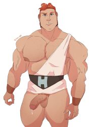 1boy fabssdaf hercules_(character) hercules_(disney) male male_focus male_only muscular muscular_male precum precum_drip