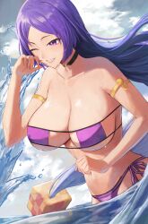 1girls 2022 absurd_res beach breasts eyepatch_bikini fate/grand_order fate_(series) female female_only hair_ornament huge_breasts long_hair mature_female milf minamoto_no_raikou_(fate/grand_order) minamoto_no_raikou_(swimsuit_lancer) outdoors purple_eyes purple_hair rororo slim_waist smile thick_thighs thighs very_long_hair