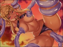 1girls animated blonde_hair bottom_view breasts censored double_penetration looking_at_viewer milking_tentacles nipple_play open_mouth panties_aside rape restrained takamura_hanpen tentacle tentacle_rape tentacle_sex tentacle_sucking_breasts thanatos_(triangle) triangle!