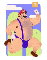 1boy bara chubby fabssdaf gay gay_male hairy male male_focus male_only mario mario_(series) moustache solo solo_male super_mario_bros.