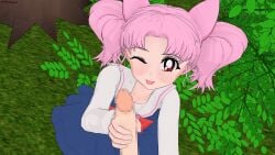 3d bishoujo_senshi_sailor_moon censored chibi_usa clothing female female_focus handjob maya_mayaa penis pink_eyes pink_hair tagme unseen_male_face winklwink