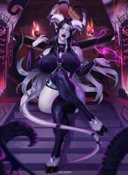 1girls 2022 big_breasts black_hair black_lipstick bremonqueen crossed_legs draenei female female_only grey_hair hi_res hooves horns lainuura_(solinii) long_hair looking_at_viewer pink_eyes pointy_ears sitting solo solo_female tail tentacle two_tone_hair void_corruption_(warcraft) warcraft white_skin world_of_warcraft