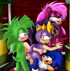 anal anal_penetration ass brother_and_sister brothers cunnilingus eulipotyphlan exposed_torso footwear handwear hedgehog humanoid incest incest_gangbang manic_the_hedgehog milf mother orgy queen_aleena sonia_the_hedgehog sonic_(series) sonic_the_hedgehog sonic_the_hedgehog_(series) sonic_underground triplets vaginal vaginal_penetration