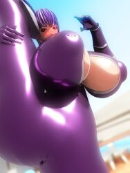 1girls 286c 3d ayane_(doa) big_breasts breasts dead_or_alive female female_only hourglass_figure human large_breasts light-skinned_female light_skin outdoors purple_hair red_eyes short_hair