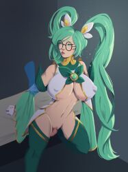 big_breasts green_hair league_of_legends sona_buvelle star_guardian_series star_guardian_sona