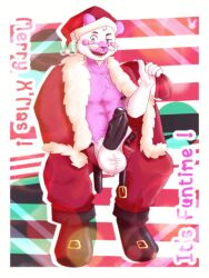 1boy balls bara beard black_penis clothing five_nights_at_freddy's five_nights_at_freddy's:_sister_location funtime_freddy_(fnafsl) gay hat hornbunxx male male_only penis pink_fur santa_costume white_fur