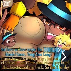 allentrap amber_eyes ass butt_grab dark-skinned_male english_text female flynt_coal male rwby text yang_xiao_long