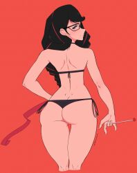 athan-arion back_view bayonetta bayonetta_(character) bayonetta_3 bikini cigarette_holder looking_over_shoulder