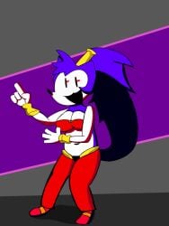 crossover female needlemouse_(character) needlemouse_(series) pubic_hair sarah_henderson_(needlemouse) shantae shantae_(cosplay) shantae_needlemouse smooth_fur sonic.exe sonic_(series)