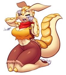 abs anthro big_breasts breasts cleavage clothed clothing female furry hi_res jamoart solo tagme thick_thighs trish_(jamoart) wide_hips