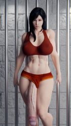 1futa 3d balls big_balls big_breasts big_penis breasts clothing final_fantasy final_fantasy_vii flaccid futa_only futanari huge_balls huge_cock hyper hyper_penis intersex light-skinned_futa light_skin penis penis_to_the_knees solo solo_futa sourcemaker standing testicles tifa_lockhart