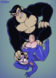 <3_eyes 1boy 1girls 2022 absurd_res agent_honeydew ambiguous_penetration anthro anthro_penetrating anthro_penetrating_human ape ass ass_up big_penis bitebox64 black_body black_fur black_hair bodysuit cartoon_network clothed clothed/nude clothed_female_nude_male clothing dexter's_laboratory dial_m_for_monkey duo erection female female_human female_on_human female_penetrated from_behind_position fur genitals gorilla grin hair haplorhine heart hi_res human human_on_anthro human_penetrated interspecies leapfrog_position male male/female male_anthro male_on_human male_penetrating male_penetrating_female mammal muscular muscular_anthro muscular_male nipples nude pecs penetration penile penile_penetration penis primate sex simion skinsuit smile straight tight_clothing torn_clothing zoophilia