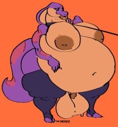 anthro balls belly big_balls big_belly big_breasts bodily_fluids breasts clothing collar flaccid futanari garter_belt garter_straps genitals gynomorph huge_balls huge_breasts huge_hips hyper hyper_belly intersex keeshee leash legwear lips obese oversized_balls overweight penis purple_body purple_scales reptile scales scalie snake solo standing stickface sweat sweaty_balls sweaty_genitalia thick_lips thigh_highs underwear