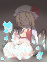 1futa 2020 balls bar_censor blonde_hair blush bottomless breasts censored clothed clothing flandre_scarlet futa_only futanari gigantic_testicles glowing glowing_cum hat huge_cock humanoid humanoid_penis hyper_sperm imminent_orgasm light-skinned_futanari light_skin magic masturbation medium_hair oversized_balls partially_clothed penis shoupon solo sperm_expansion spread_legs testicular_bulge thighhighs touhou wings